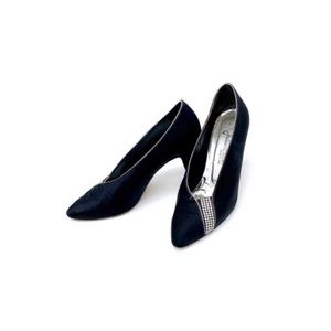 Vintage 1950’s Black Satin and Rhinestone Pumps